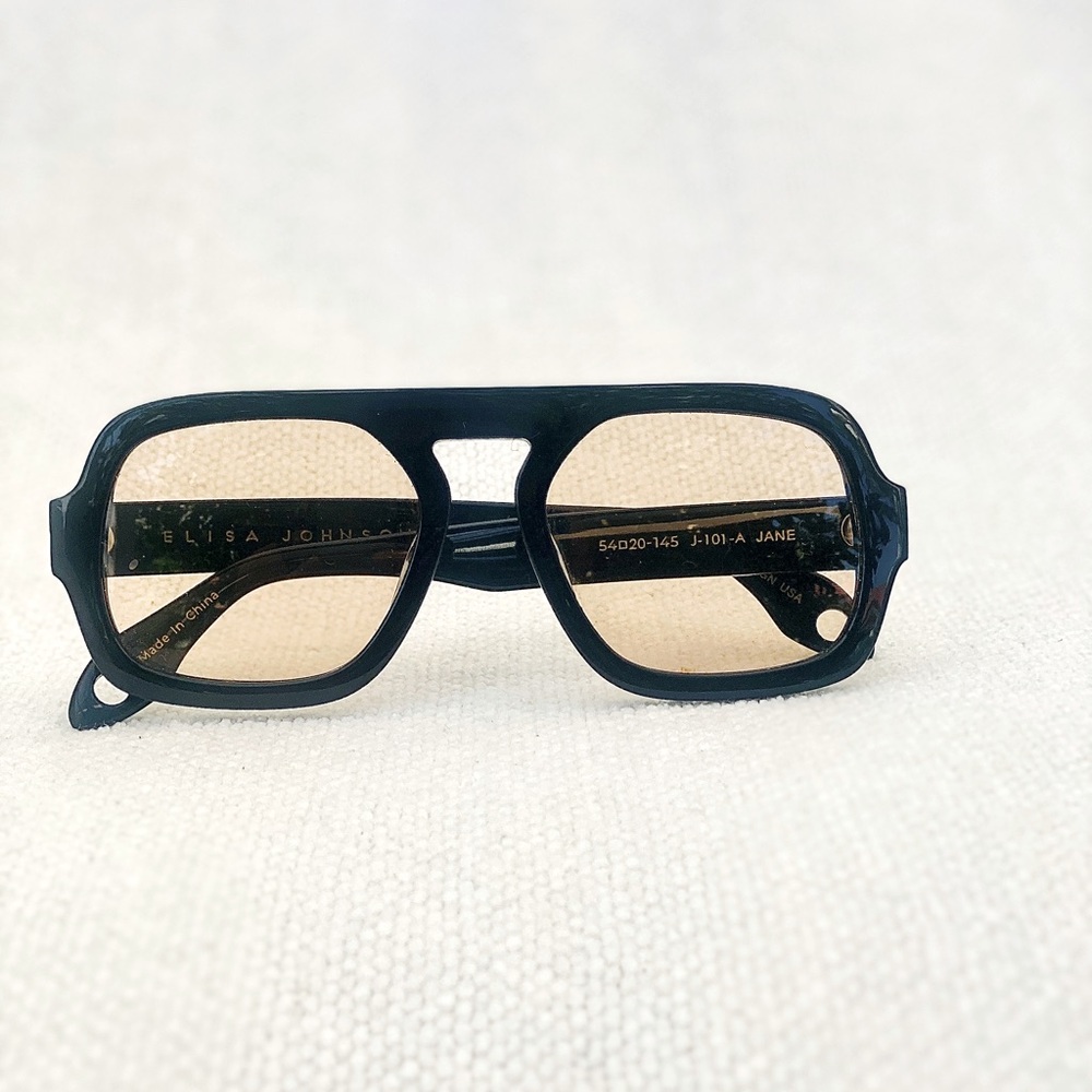 Elisa Johnson Polarized Jane Sunglasses in Gloss Black.
